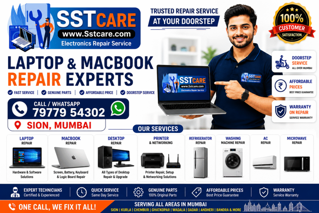 Best Laptop & MacBook Repair in Sion, Mumbai | Fast & Same Day Doorstep Service | SST CARE