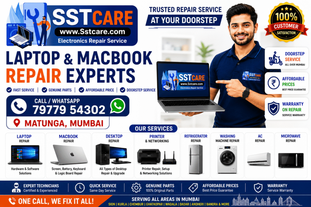 Best Laptop & MacBook Repair in Matunga, Mumbai | Fast & Same Day Doorstep Service | SST CARE