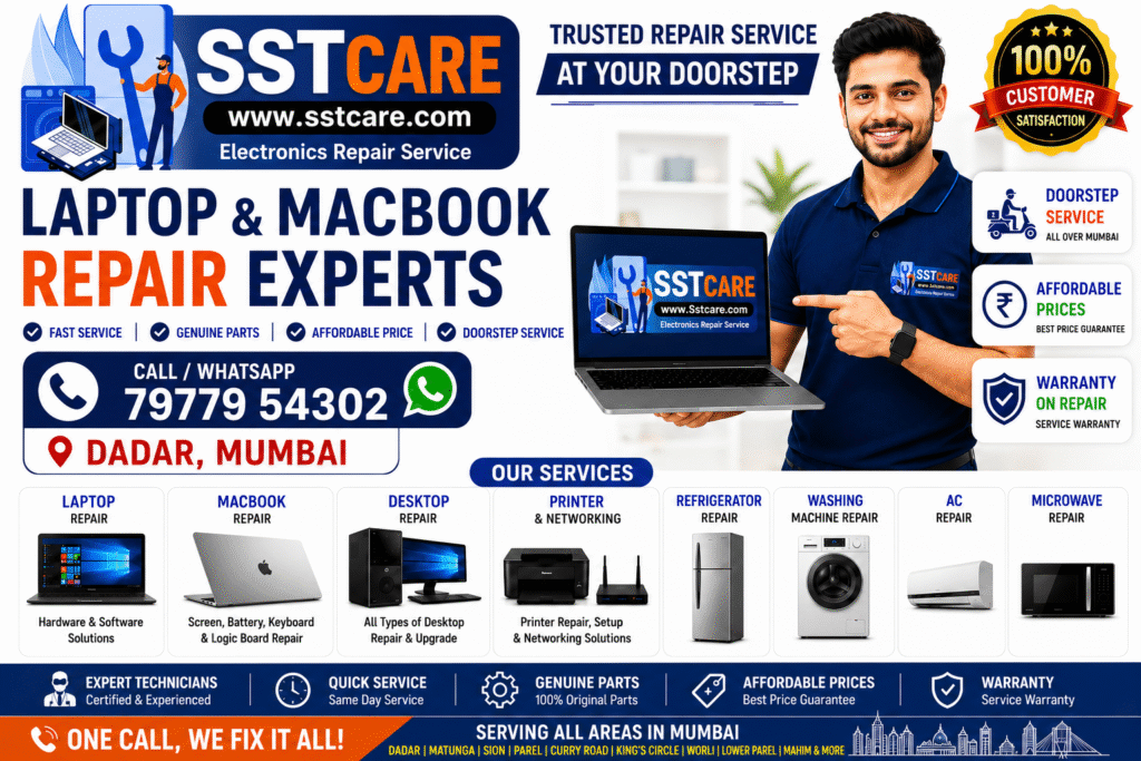 Best Laptop & MacBook Repair in Dadar, Mumbai | Same Day Doorstep Service | SST CARE
