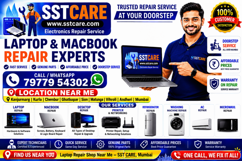 Laptop Repair Shop Near Me in Mumbai | Same Day Doorstep Service | SST CARE