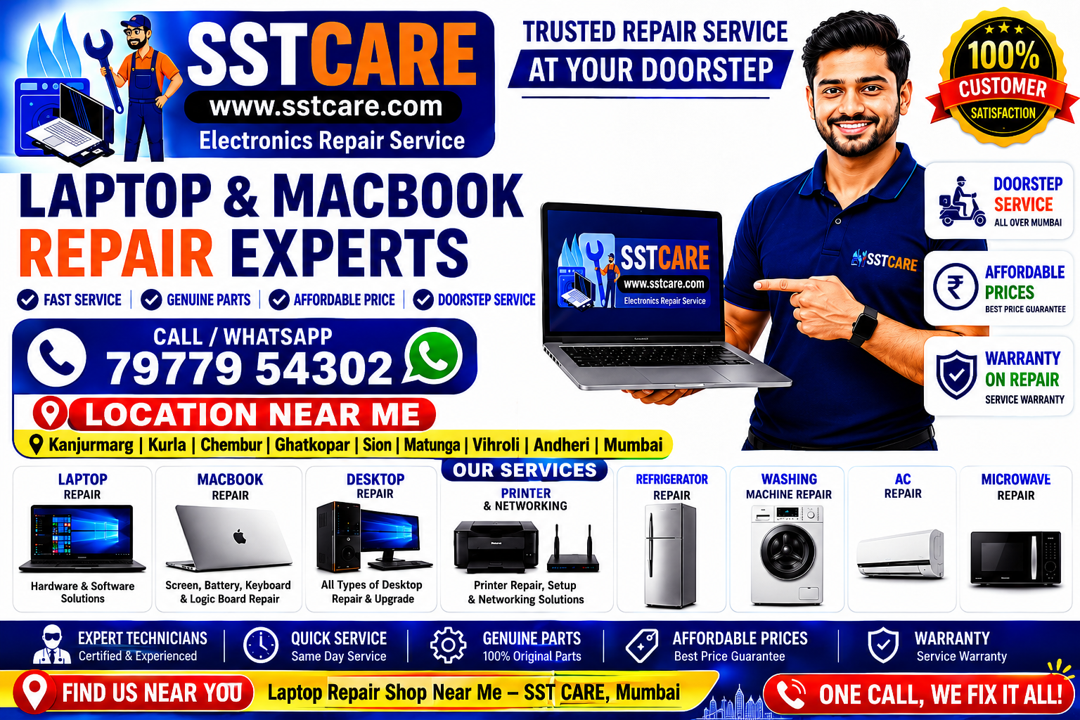 Laptop Repair Shop Near Me in Mumbai | Same Day Doorstep Service | SST CARE
