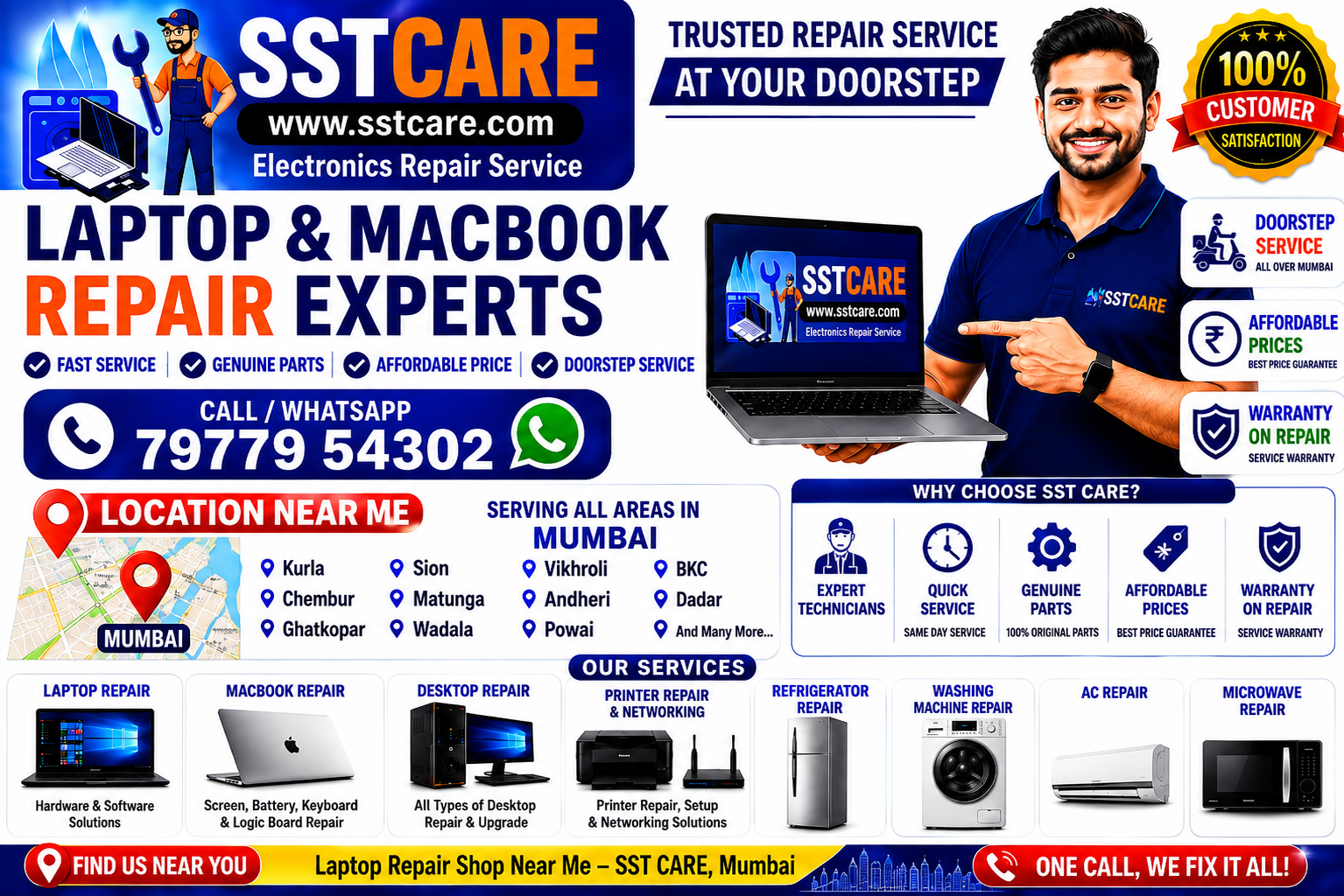 Laptop Repair Near Me in Mumbai | Same Day Doorstep Service | SST CARE