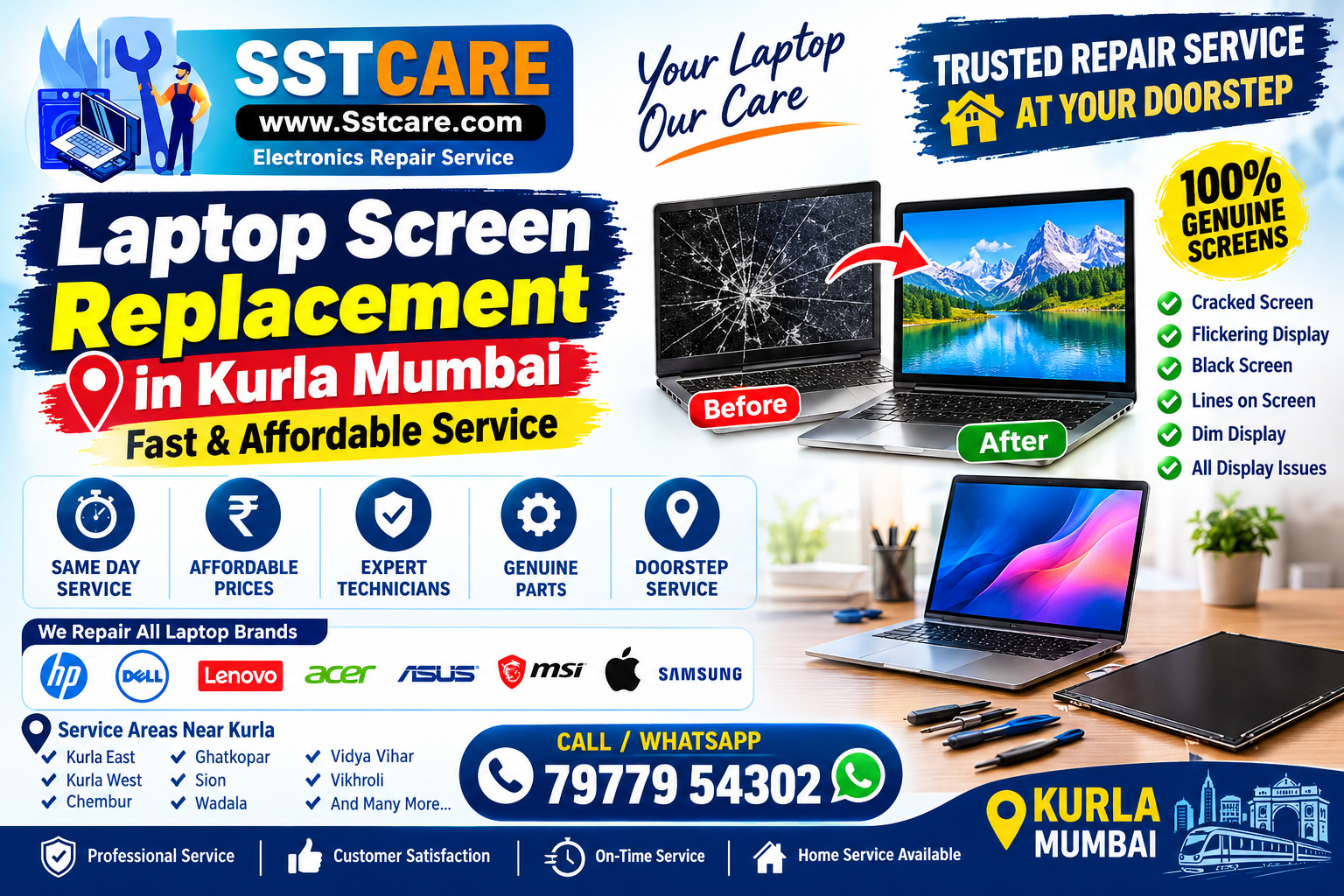 Laptop Screen Replacement in Kurla Mumbai | Fast & Affordable Service | SST CARE