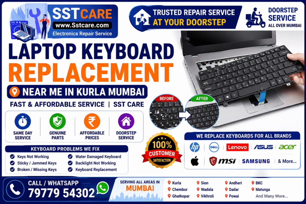 Laptop Keyboard Replacement Near Me in Kurla Mumbai | Fast & Affordable Service | SST CARE